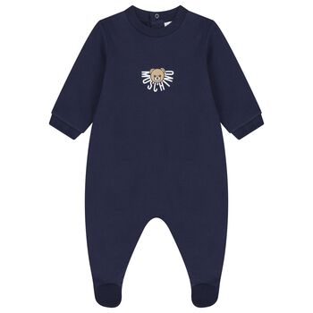 Navy Blue Teddy Bear Logo Babygrow