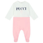 طقم أفرول باللون الأبيض والوردي للبنات, 1, hi-res