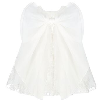 Younger Girls White Flower Tulle Dress