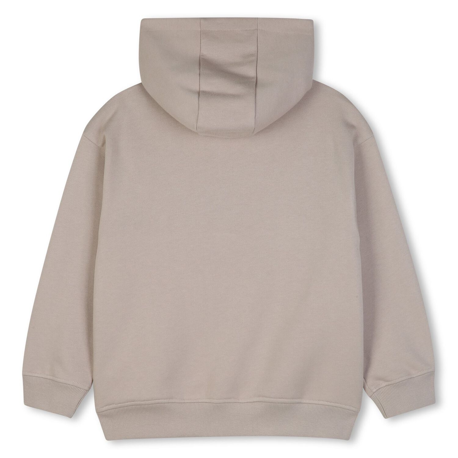 Boys Beige Logo Hooded Zip Up Top, 1, hi-res