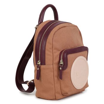 Girls Beige Canvas Horse Logo Backpack ( 26cm )