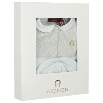 Baby Boys Blue & Gold Logo Babygrow Gift Set