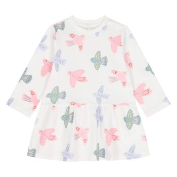 Younger Girls Ivory Birds Dress