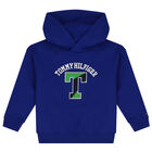 Boys Blue Varsity Logo Hooded Top, 1, hi-res