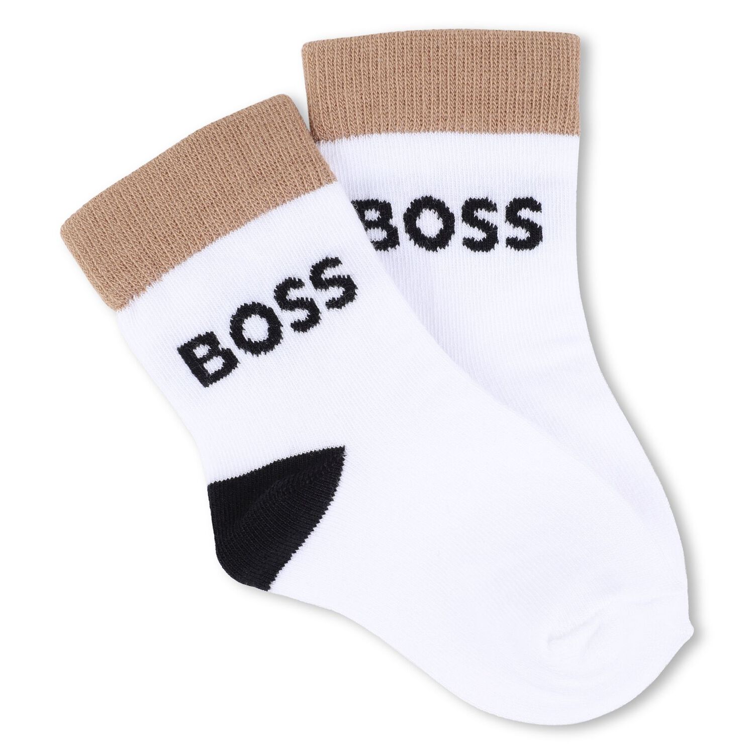Baby Boys White, Black & Beige Logo Socks ( 3-Pack ) , 1, hi-res