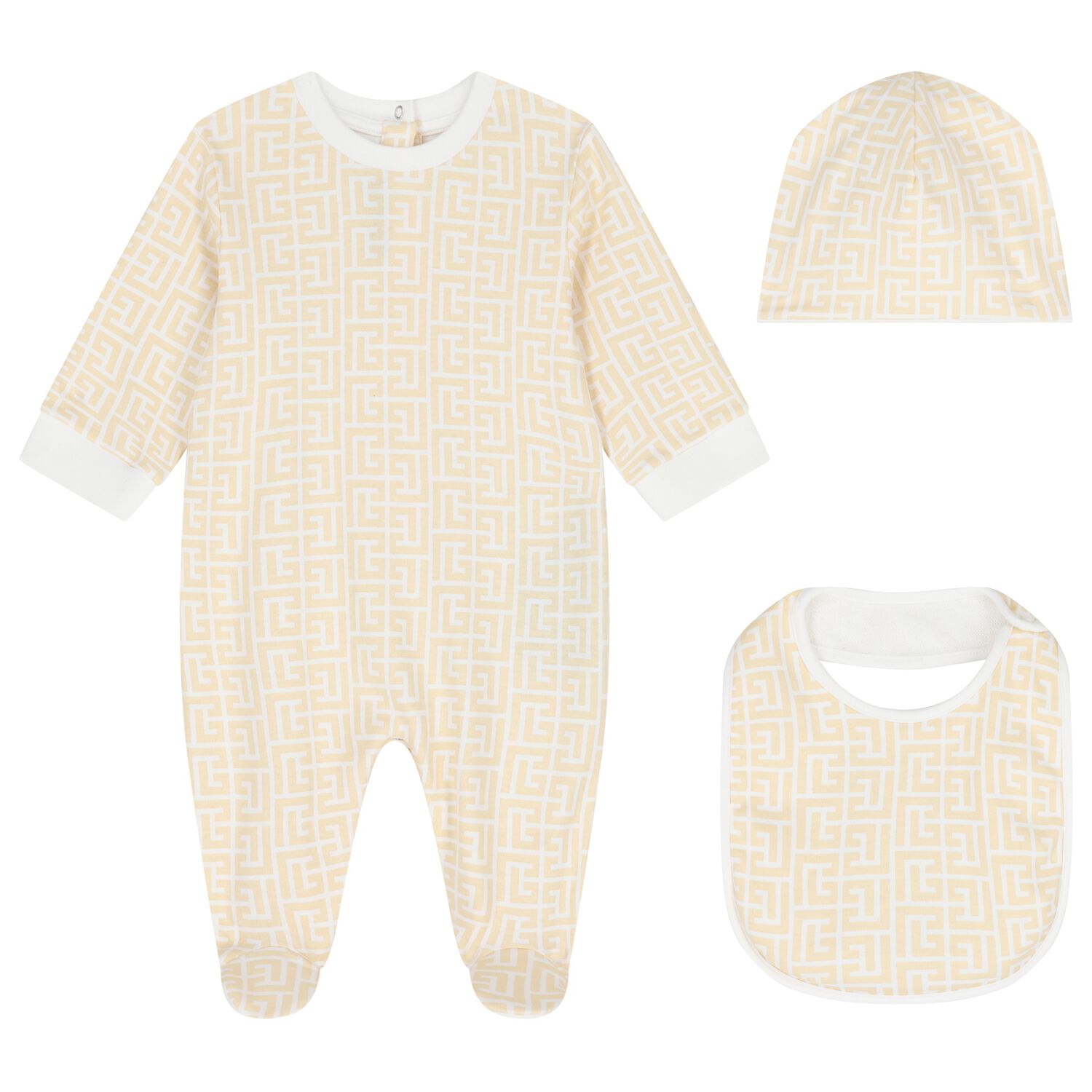 White & Gold Logo Babygrow Gift Set, 1, hi-res