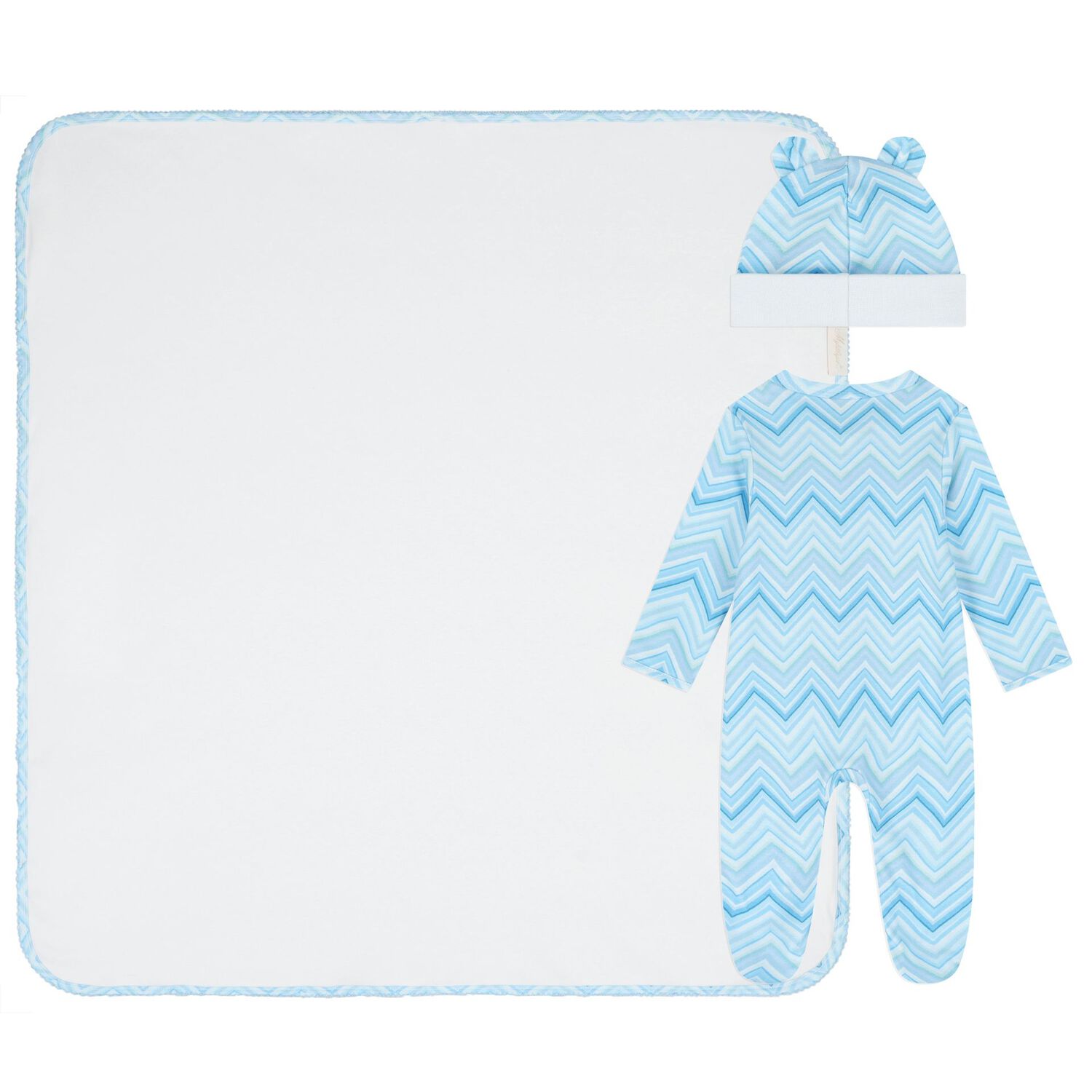 Baby Boys Blue Zig Zag Babygrow Gift Set  , 4, hi-res