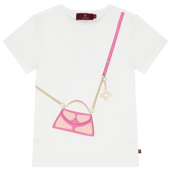 Aigner Girls White Logo Bag T-Shirt, 1 Girls White Logo Bag T-Shirt