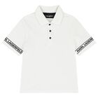 Boys White Logo Polo Shirt, 1, hi-res