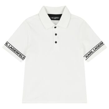 Boys White Logo Polo Shirt