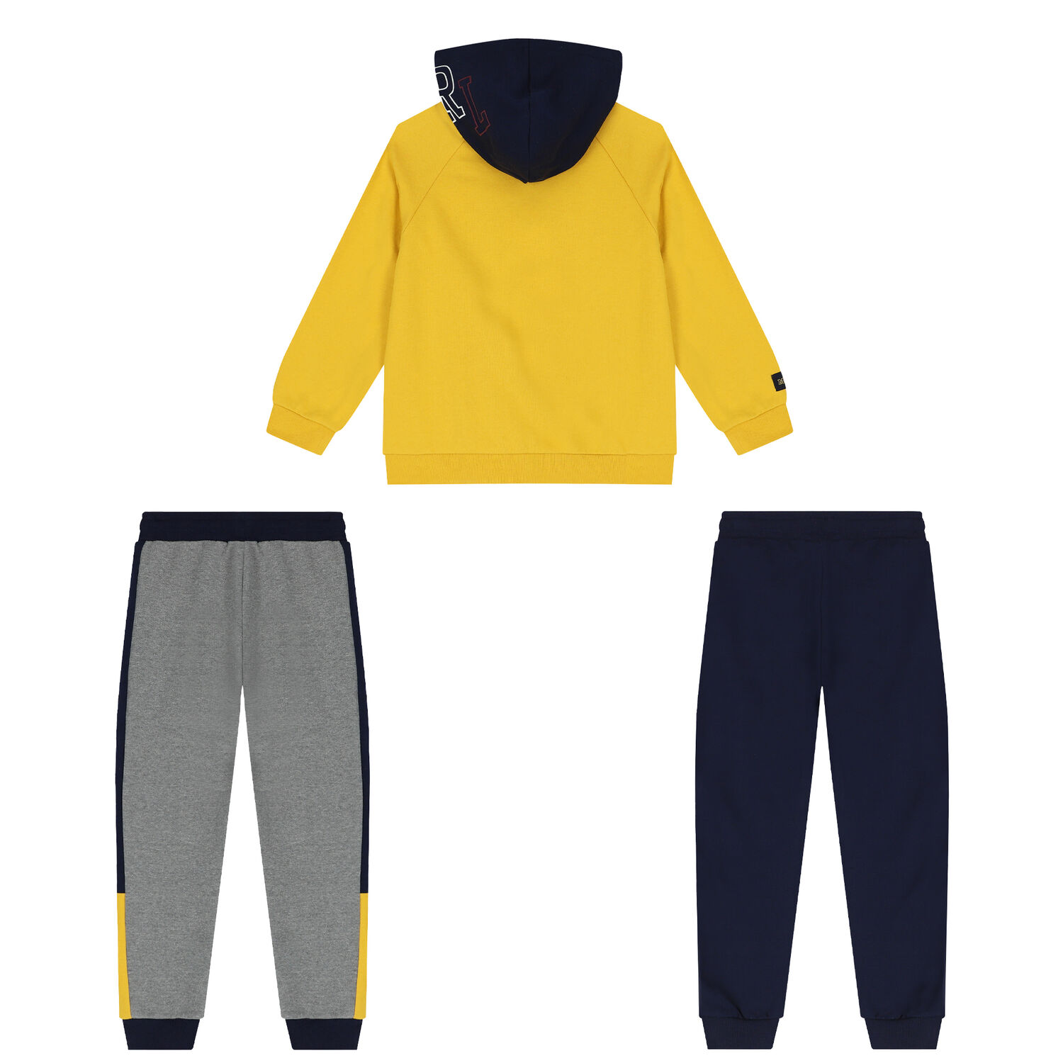 Boys Yellow, Navy Blue & Grey 3 Piece Tracksuit, 1, hi-res