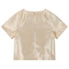 طقم تنورة للبنات بطبعة الزهور باللون الذهبي وبيضاء, 1, hi-res