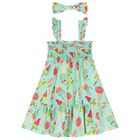 طقم فستان بنات بطبعة آيس كريم باللون الأخضر, 1, hi-res