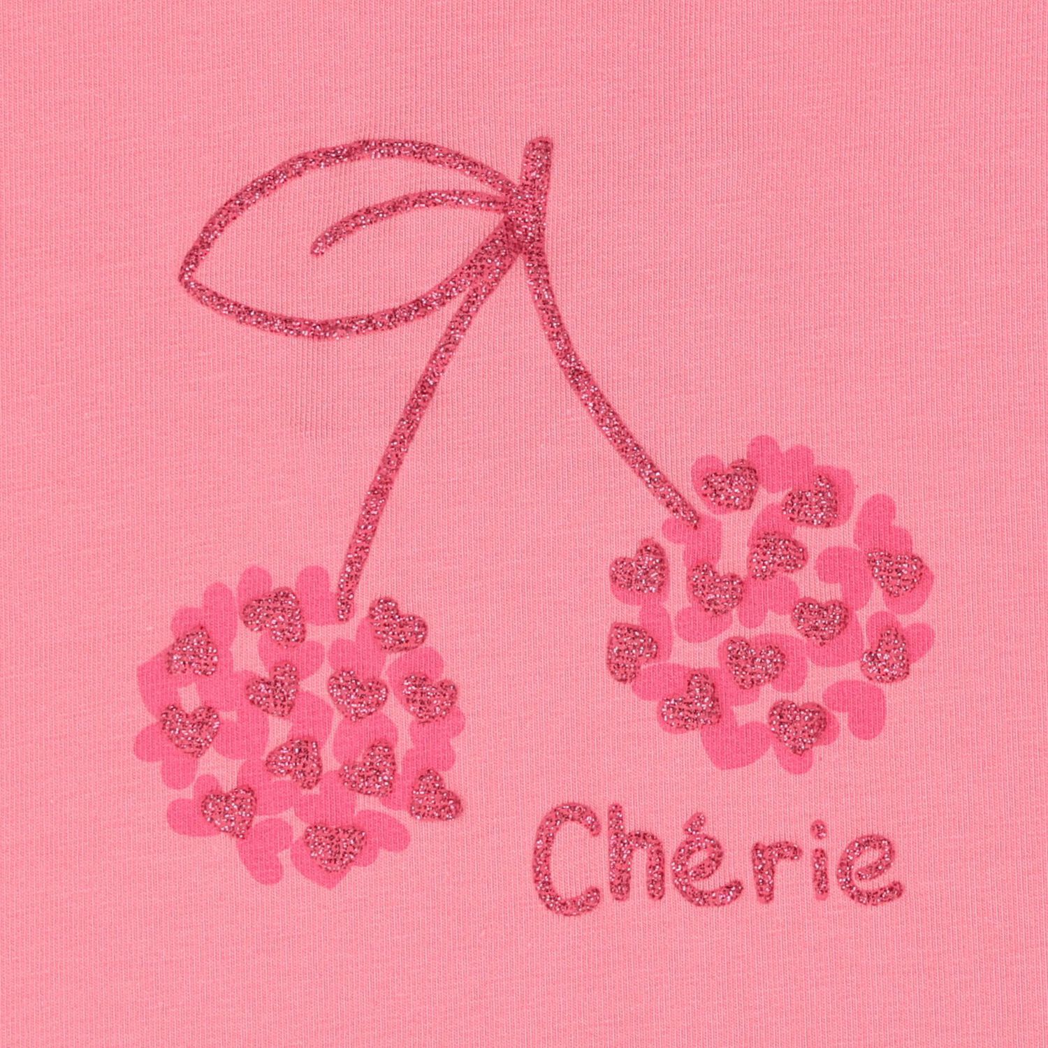 Younger Girls Pink Cherry T-Shirt, 3, hi-res