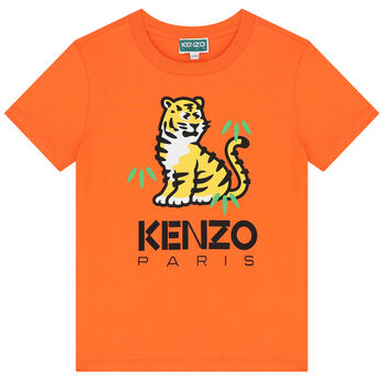 Boys Orange Tiger Logo T-Shirt