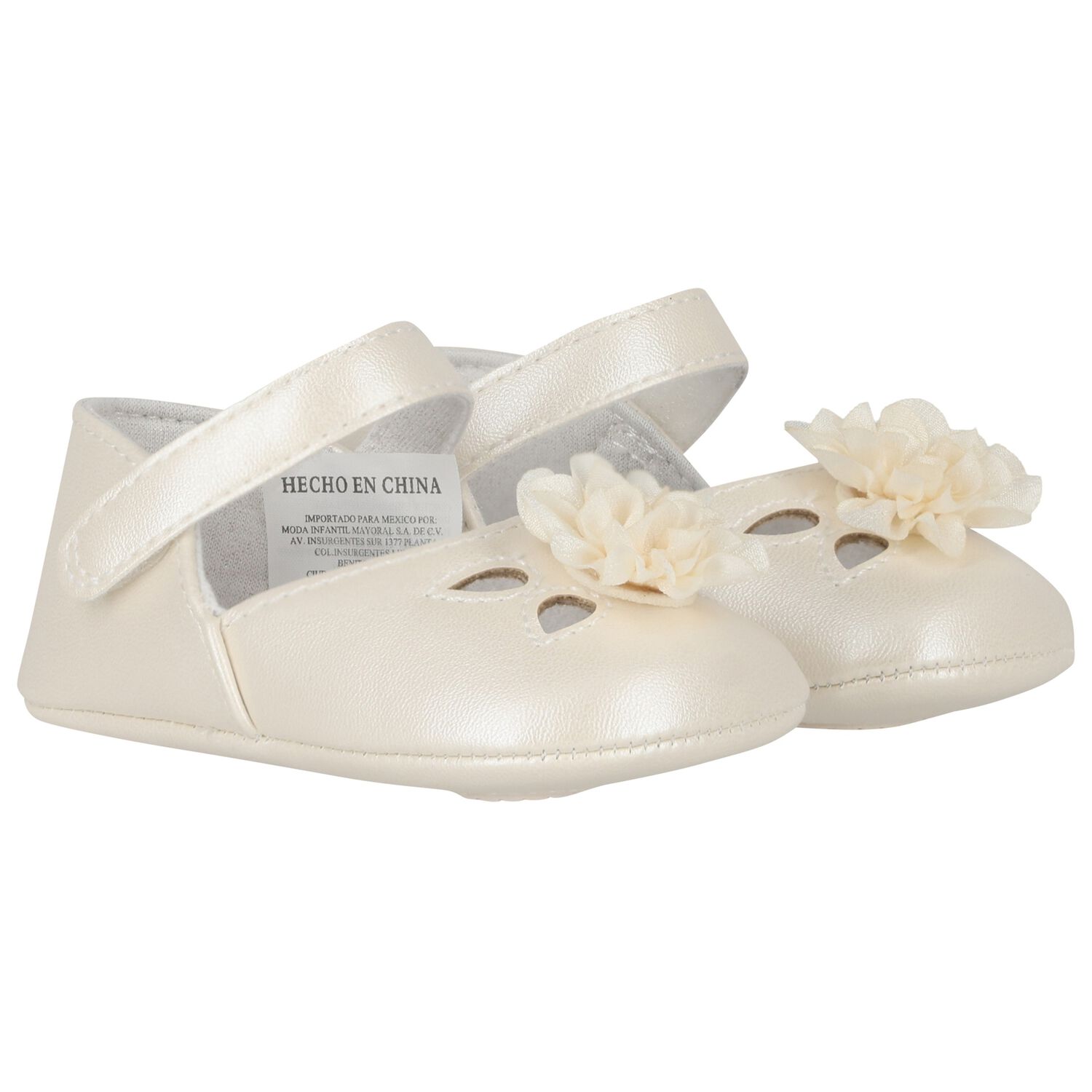 Baby Girls Ivory Flower Pre Walker Shoes, 2, hi-res
