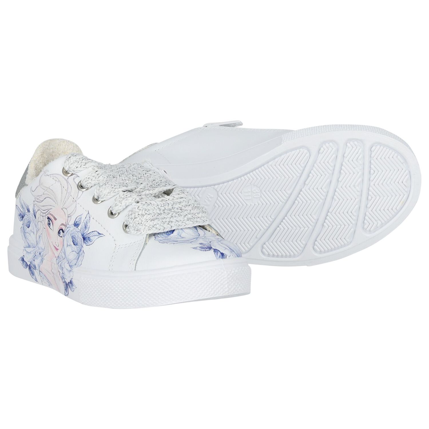 Girls White & Blue Disney Logo Trainers, 1, hi-res image number null