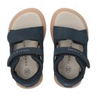 Younger Boys Navy Blue Leather Sandals, 1, hi-res