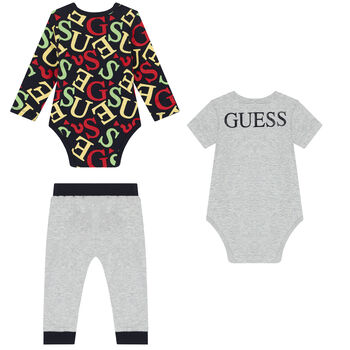 Baby Boys Grey & Black Logo Gift Set
