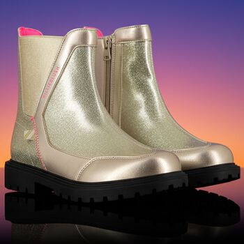 Girls Gold Faux Leather Ankle Boots