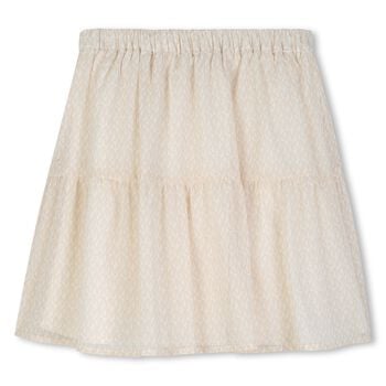 Girls Mini Me Ivory Logo Skirt