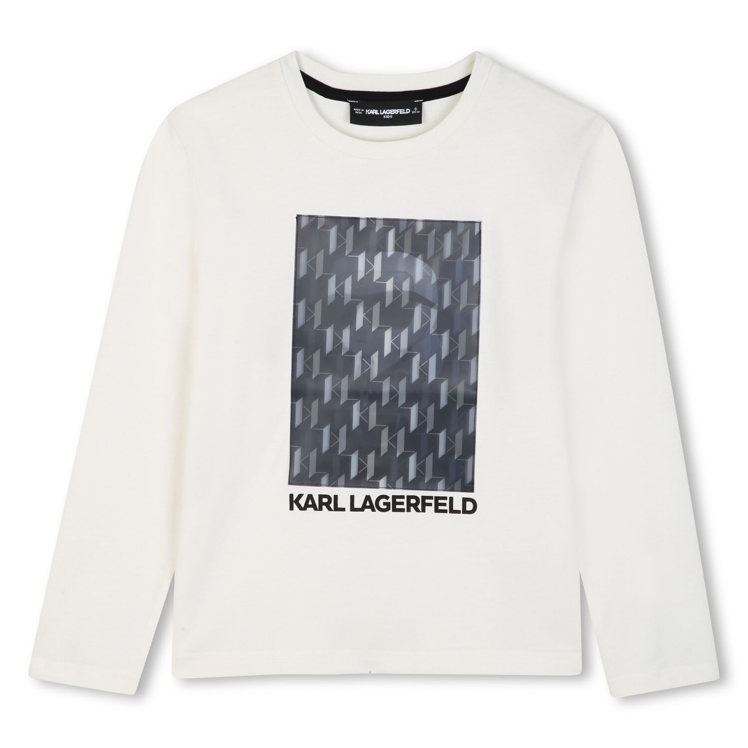 Boys White Ikonik Long Sleeve Top, 1, hi-res