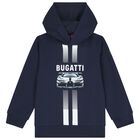Boys Navy Blue Logo Hooded Top , 1, hi-res