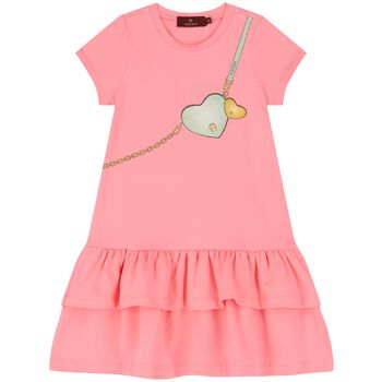 Girls Pink Logo Bag Dress