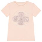 Girls Pink Logo Rhinestone T-Shirt, 1, hi-res