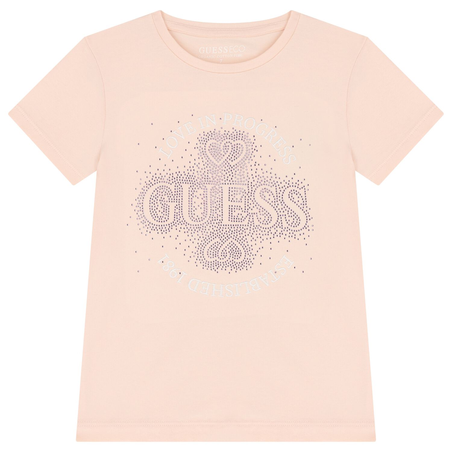 Girls Pink Logo Rhinestone T-Shirt, 1, hi-res