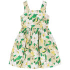 Girls Beige & Green Floral Dress, 1, hi-res