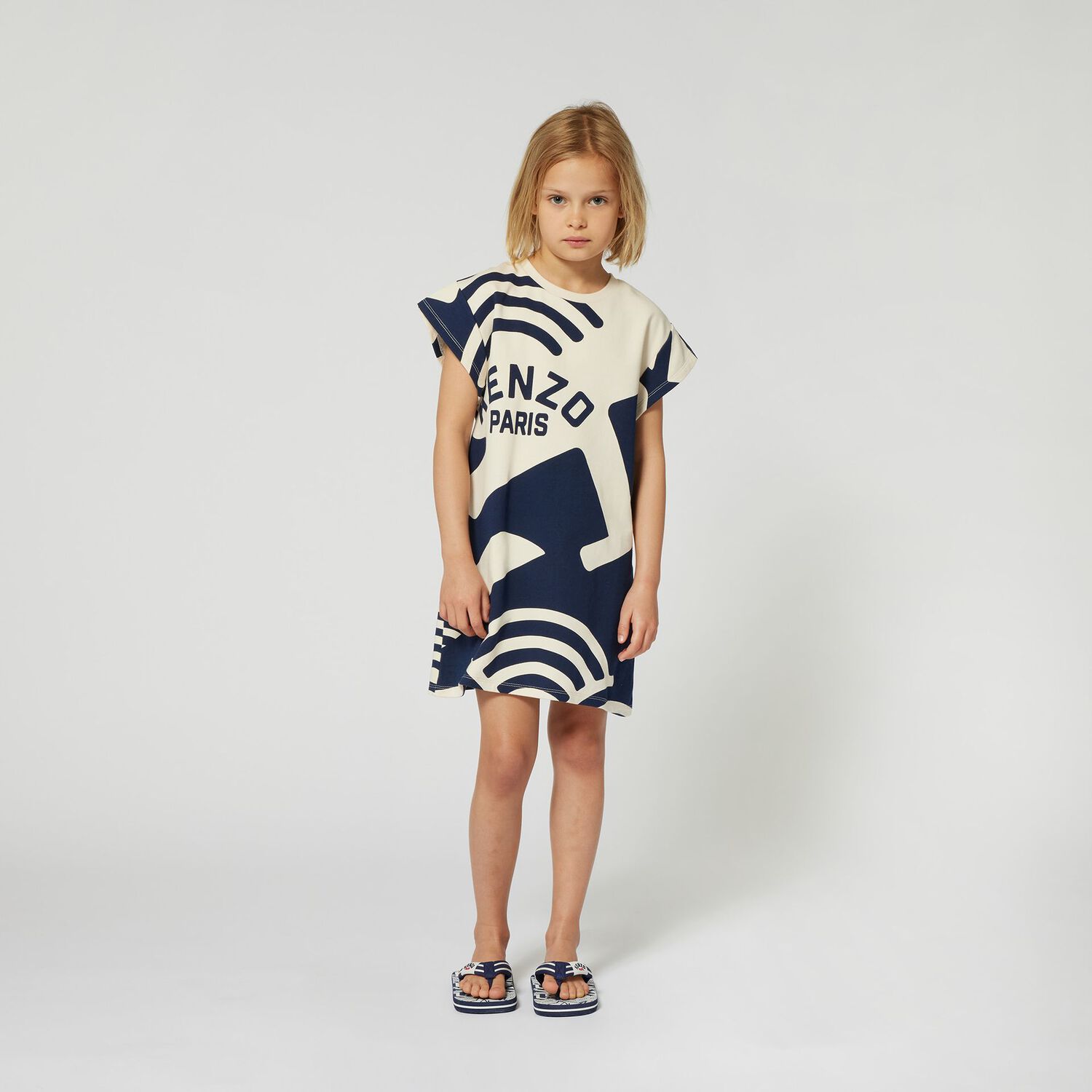 Girls Ivory Logo Dress, 1, hi-res