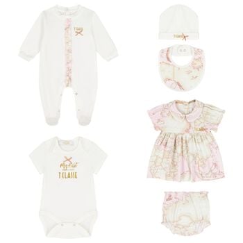 Baby Girls Pink & Ivory Geo Map Babygrow Gift Set