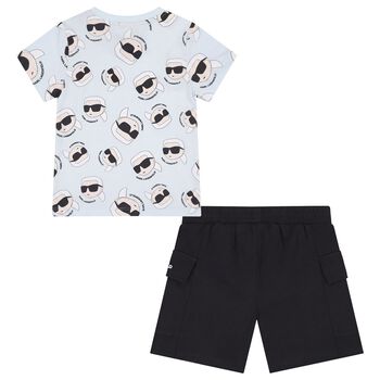 Boys Blue & Black Ikonik Shorts Set