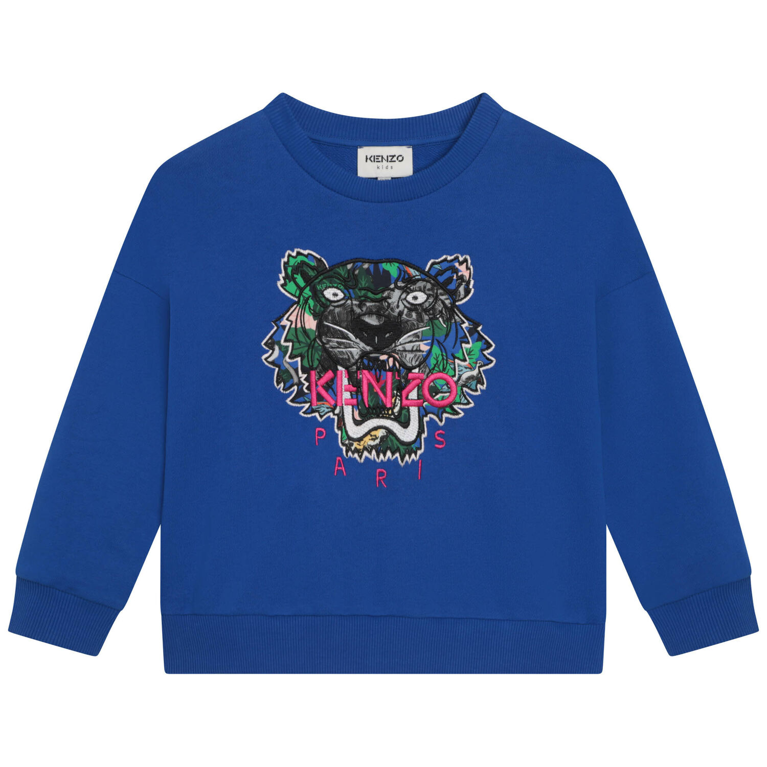 Girls Blue Tiger Logo Sweatshirt, 1, hi-res