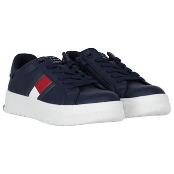 Boys Navy Blue Logo Trainers