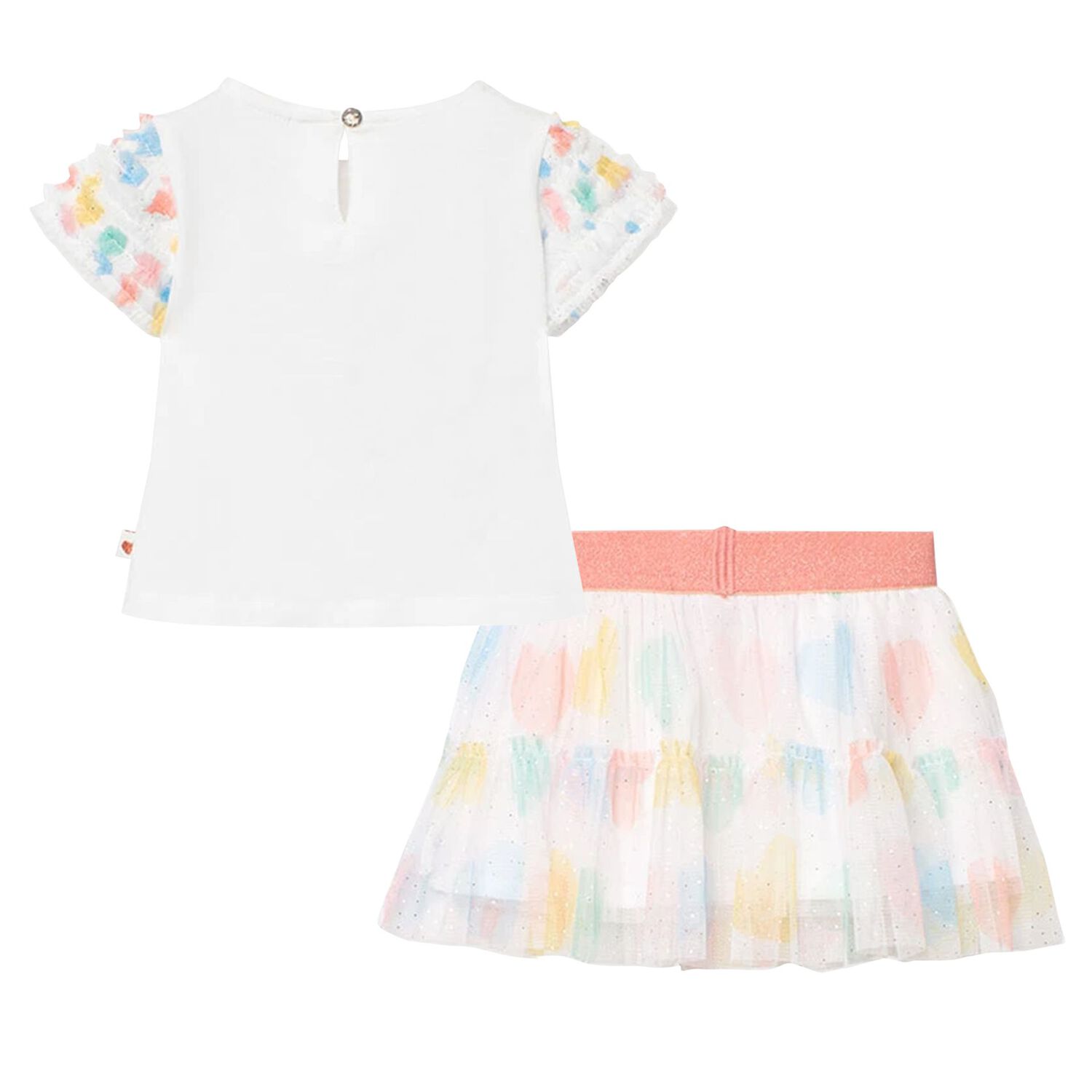 Girls White Hearts Tulle Skirt Set, 1, hi-res image number null
