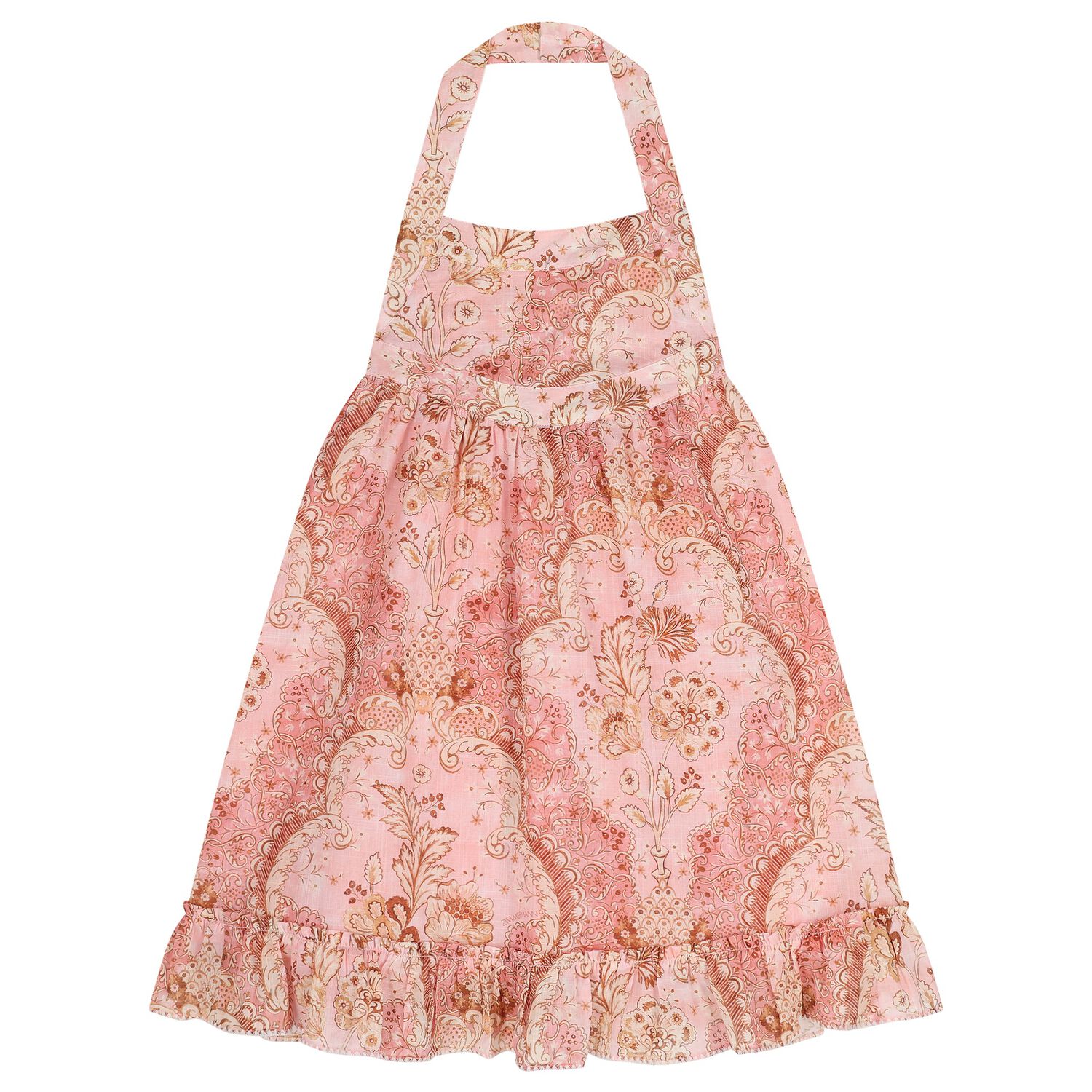 Girls Pink Floral Halter Dress, 1, hi-res