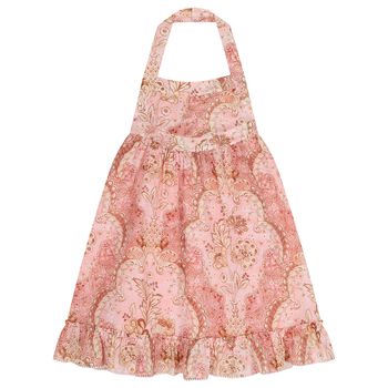 Girls Pink Floral Halter Dress