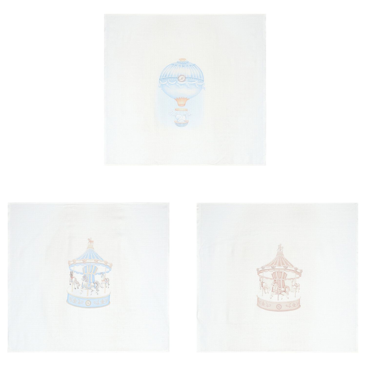 Baby Boys White, Beige & Blue Muslin Swaddles (3-Pack), 8, hi-res image number null