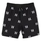 Boys Mini Me Black Logo Swim Shorts, 1, hi-res