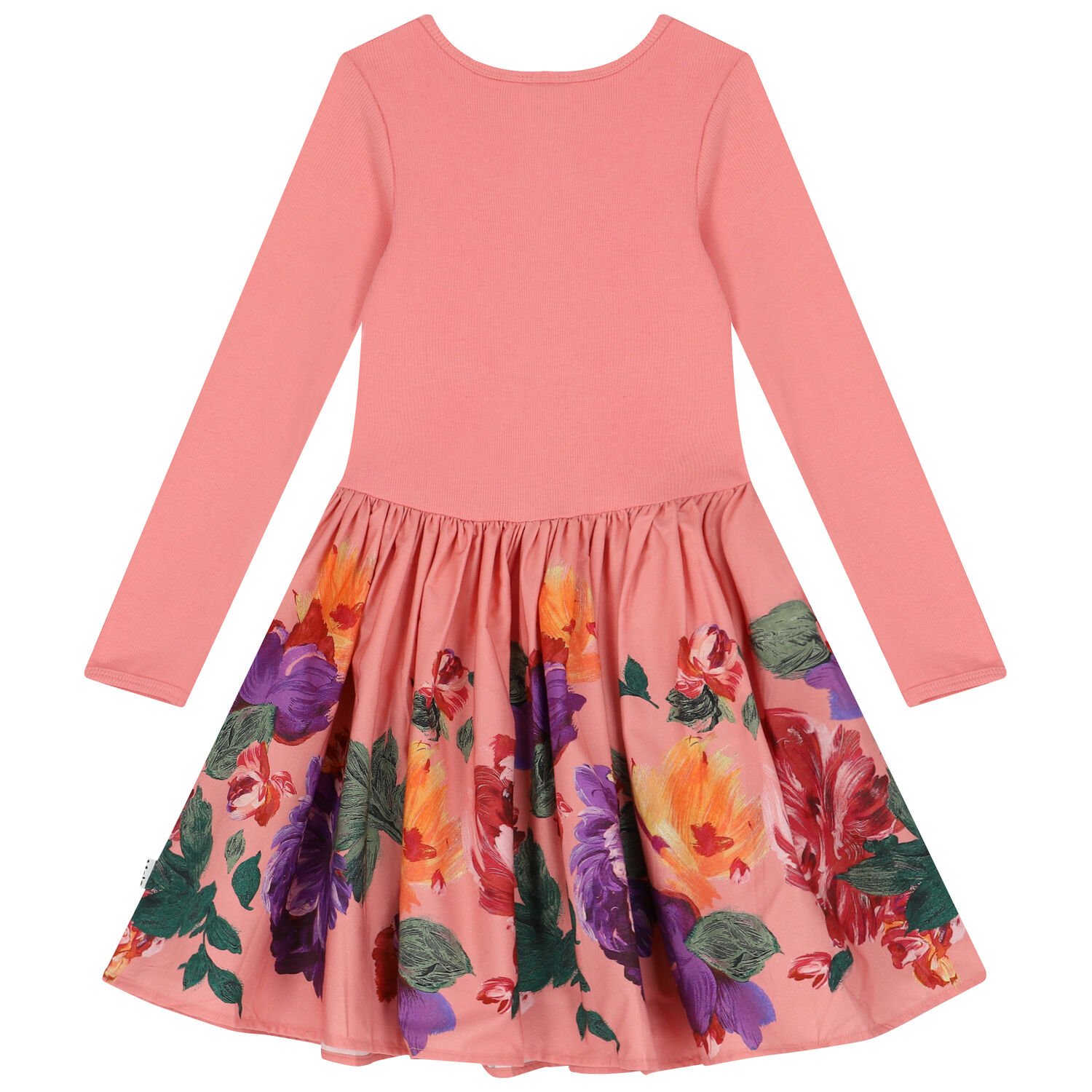 فستان بنات بأكمام بالزهور باللون الزهرى, 1, hi-res