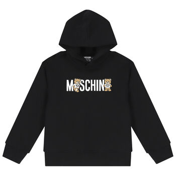 Black Teddy Bear Logo Hooded Top