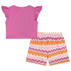 Girls Pink & Orange Zigzag Shorts Set, 2, hi-res