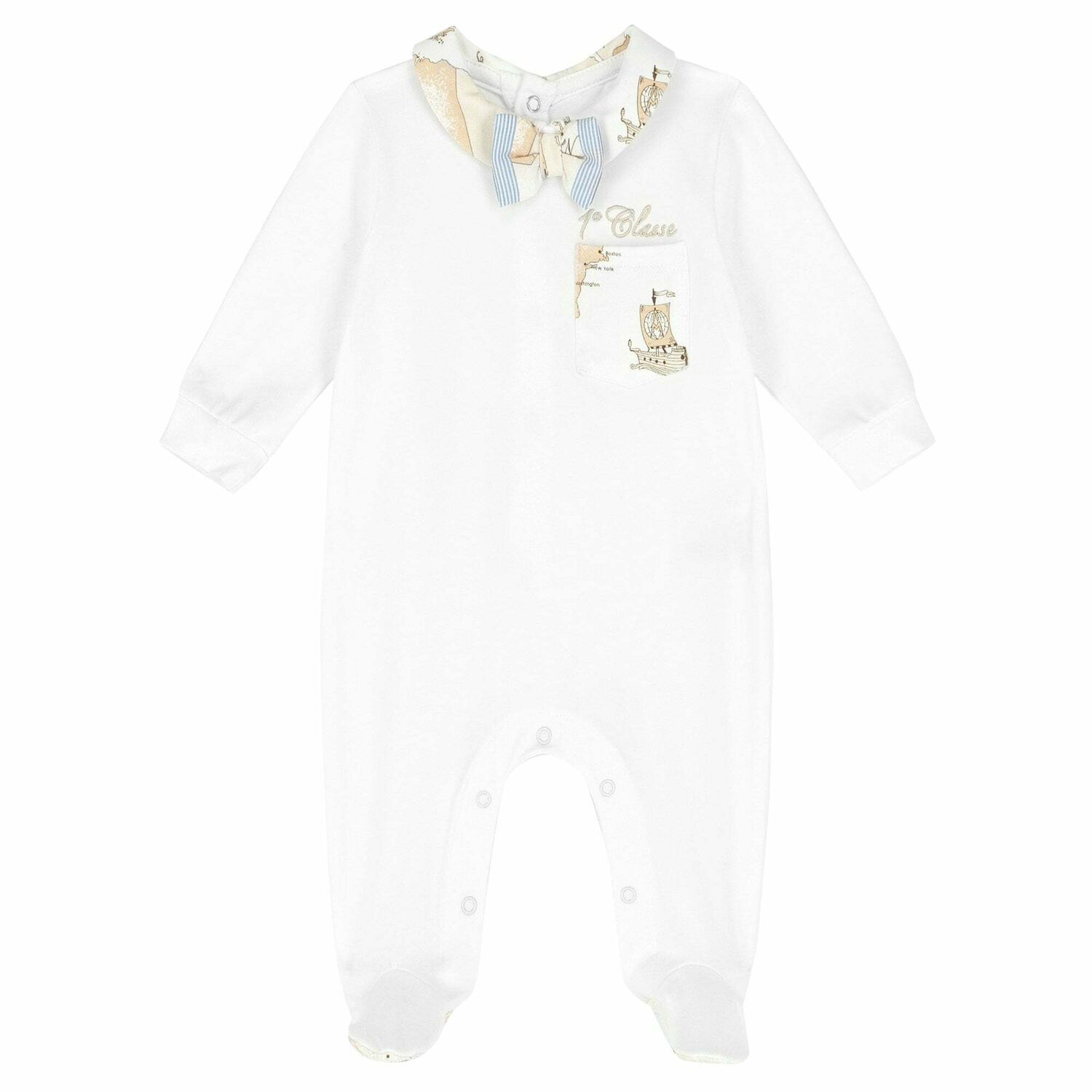 White Geo Map Babygrow, 2, hi-res