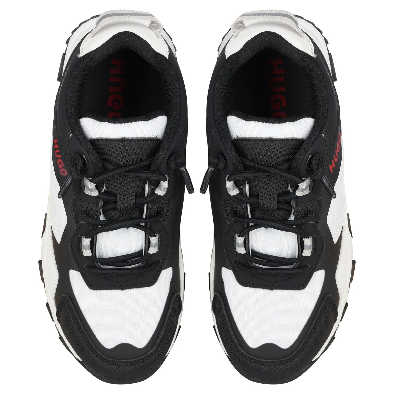 حذاء رياضي بشعار باللونين الأبيض والأسود للأولاد, 1, hi-res image number null