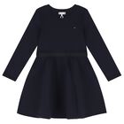 فستان بنات بالشعار باللون الكحلى, 2, hi-res