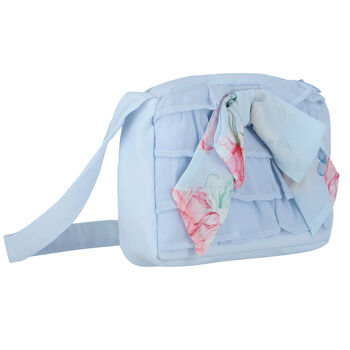 Girls Blue Chiffon Floral Handbag
