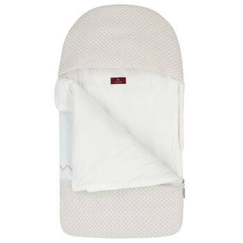 Baby Boys Blue & Beige Teddy Bear Logo Nest