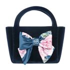 Girls Navy Velvet Handbag, 1, hi-res